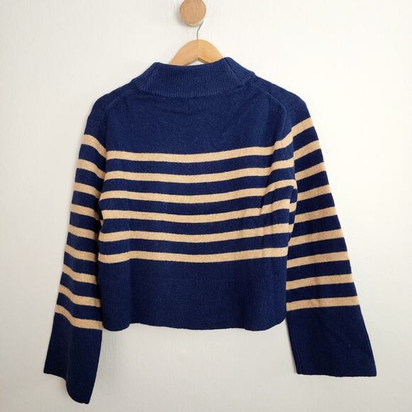 NEW J. Crew Chunky Cropped Stripe Sweater Wool Alpaca Blend Natural Heather XS - Picture 11 of 11